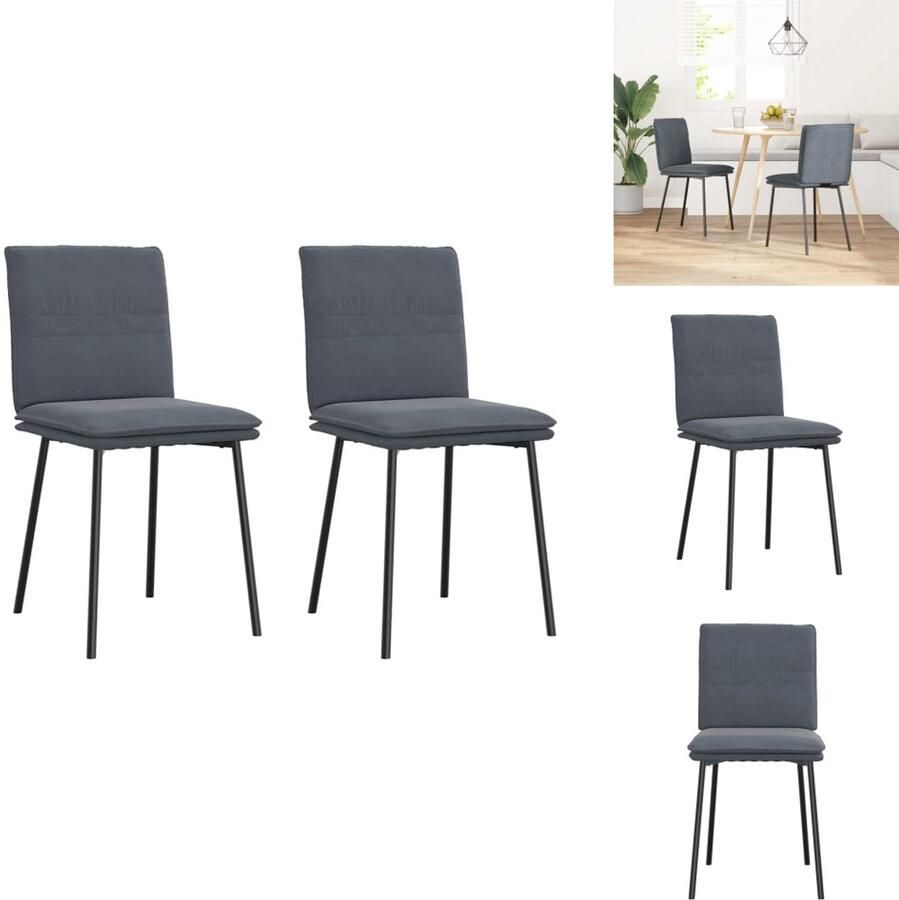 VidaXL Eetkamerstoel Eetkamerstoelen Dinerstoel Stoel Eetkamerstoelen 2 st fluweel donkergrijs