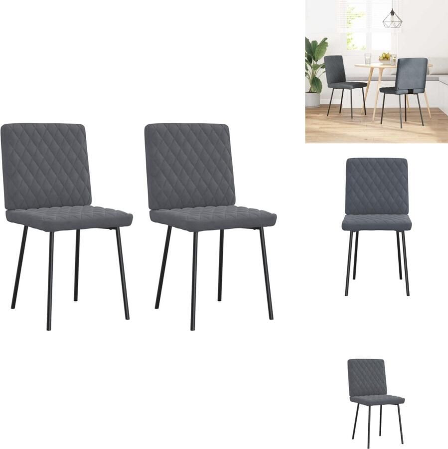 VidaXL Eetkamerstoel Eetkamerstoelen Dinerstoel Stoel Eetkamerstoelen 2 st fluweel donkergrijs - Foto 2