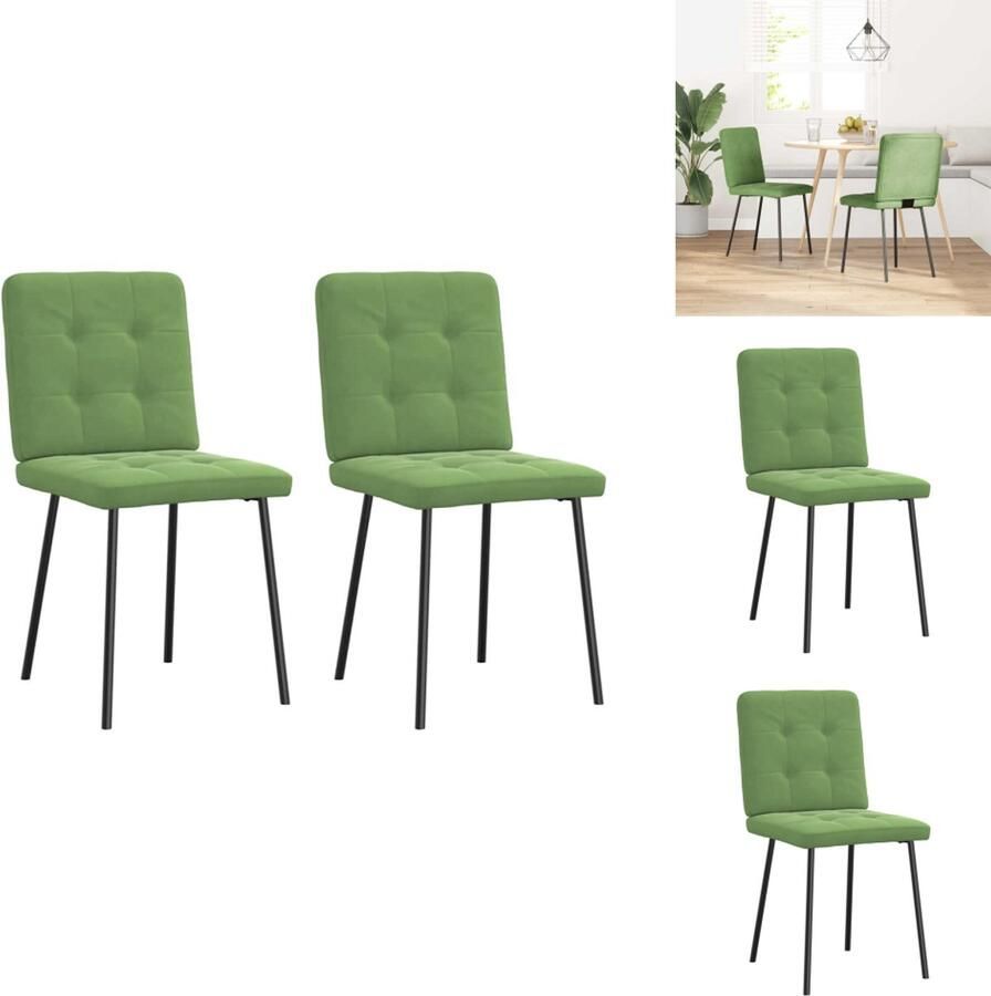 VidaXL Eetkamerstoel Eetkamerstoelen Dinerstoel Stoel Eetkamerstoelen 2 st fluweel lichtgroen - Foto 2