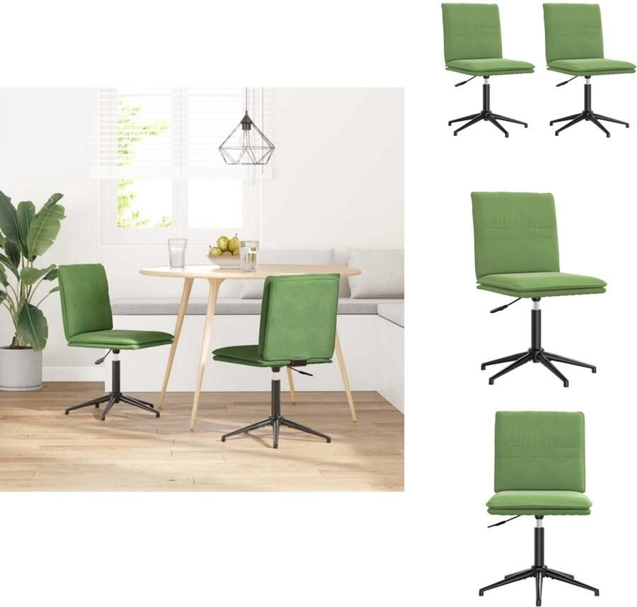 VidaXL Eetkamerstoel Eetkamerstoelen Dinerstoel Stoel Eetkamerstoelen 2 st fluweel lichtgroen