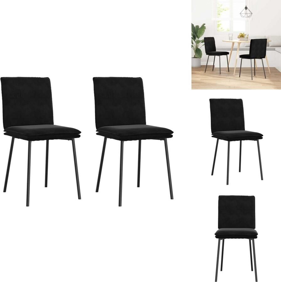 VidaXL Eetkamerstoel Eetkamerstoelen Dinerstoel Stoel Eetkamerstoelen 2 st fluweel zwart