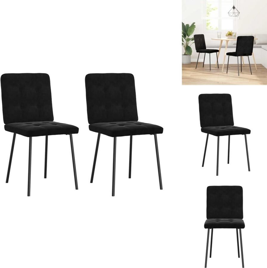 VidaXL Eetkamerstoel Eetkamerstoelen Dinerstoel Stoel Eetkamerstoelen 2 st fluweel zwart