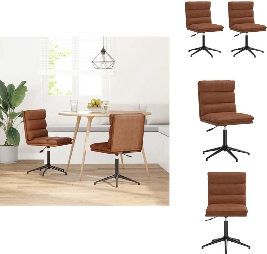 VidaXL Eetkamerstoel Eetkamerstoelen Dinerstoel Stoel Eetkamerstoelen 2 st kunstleer bruin