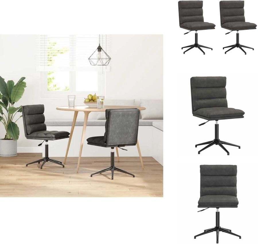 VidaXL Eetkamerstoel Eetkamerstoelen Dinerstoel Stoel Eetkamerstoelen 2 st kunstleer zwart