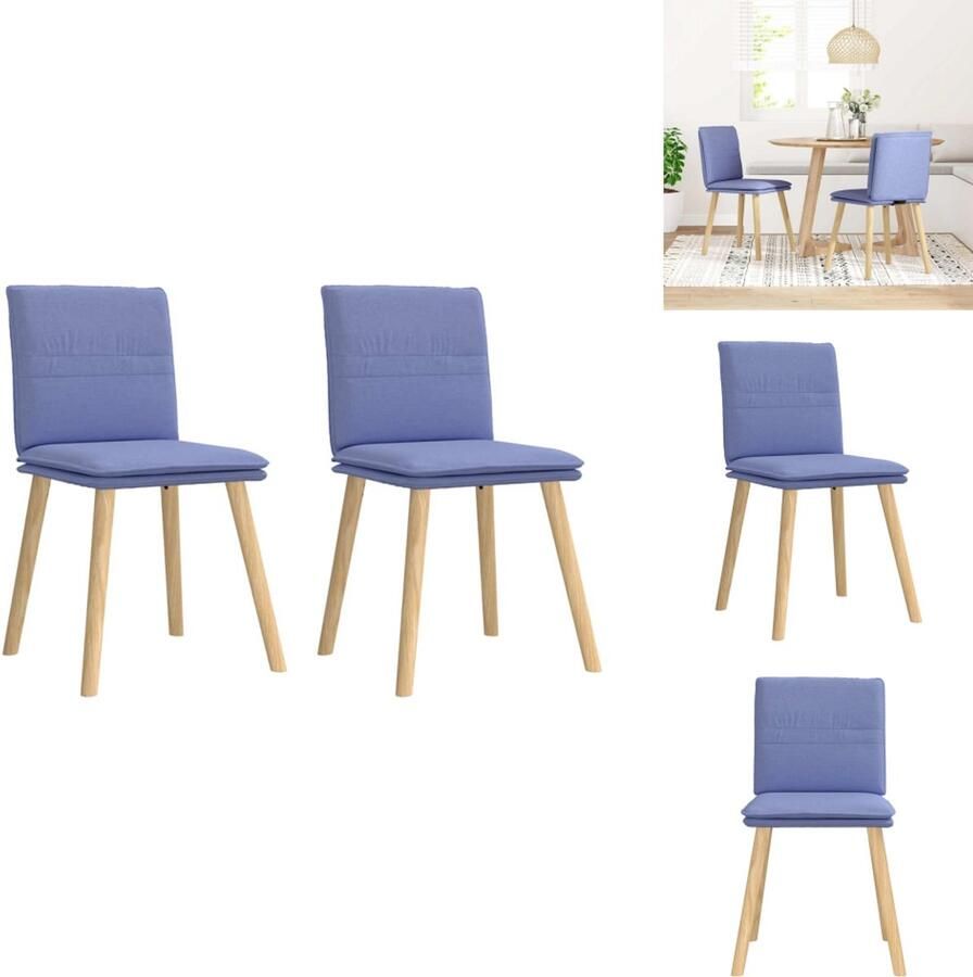 VidaXL Eetkamerstoel Eetkamerstoelen Dinerstoel Stoel Eetkamerstoelen 2 st stof jeansblauw