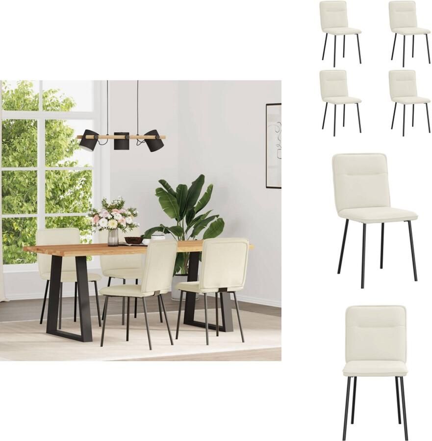 VidaXL Eetkamerstoel Eetkamerstoelen Dinerstoel Stoel Eetkamerstoelen 4 st fluweel crèmekleurig