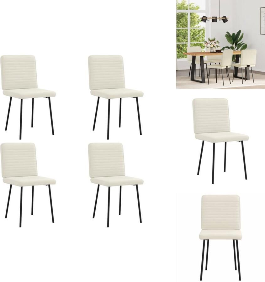 VidaXL Eetkamerstoel Eetkamerstoelen Dinerstoel Stoel Eetkamerstoelen 4 st fluweel crèmekleurig - Foto 2