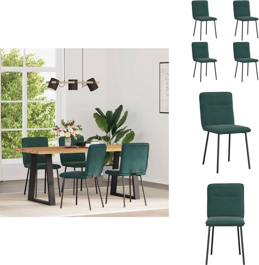 VidaXL Eetkamerstoel Eetkamerstoelen Dinerstoel Stoel Eetkamerstoelen 4 st fluweel donkergroen