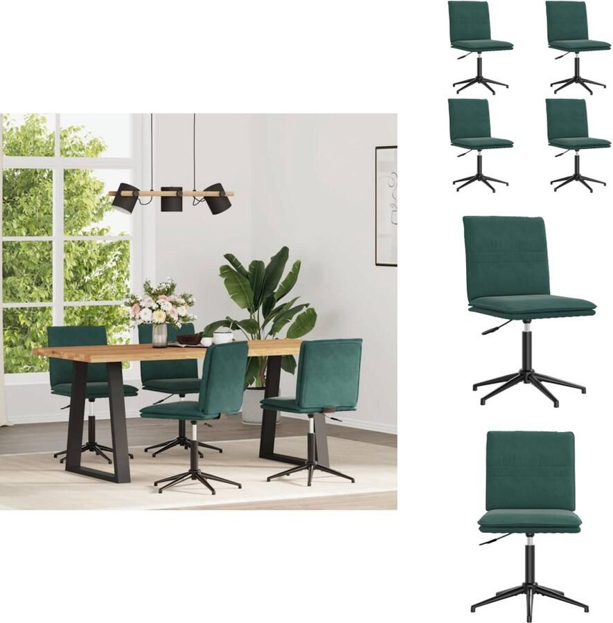 VidaXL Eetkamerstoel Eetkamerstoelen Dinerstoel Stoel Eetkamerstoelen 4 st fluweel donkergroen