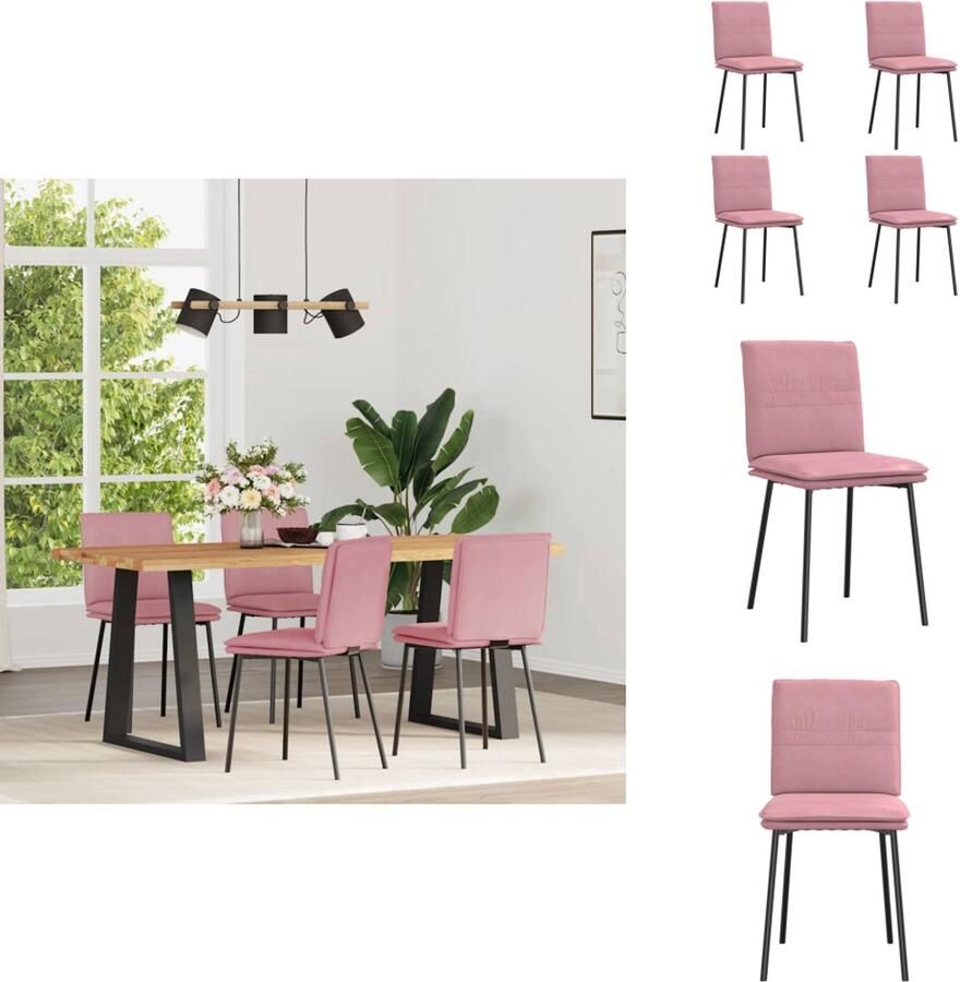 VidaXL Eetkamerstoel Eetkamerstoelen Dinerstoel Stoel Eetkamerstoelen 4 st fluweel roze