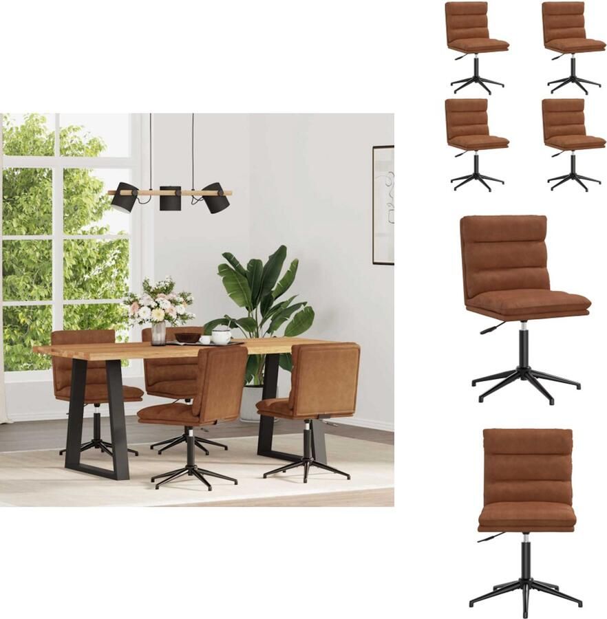 VidaXL Eetkamerstoel Eetkamerstoelen Dinerstoel Stoel Eetkamerstoelen 4 st kunstleer bruin