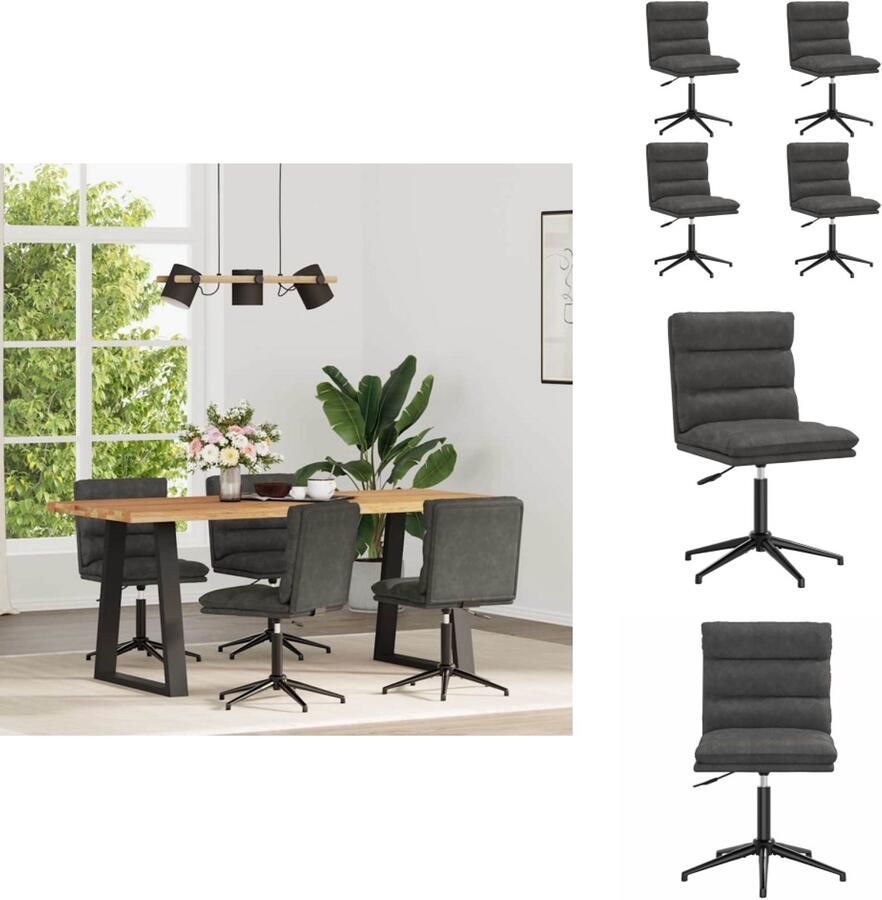 VidaXL Eetkamerstoel Eetkamerstoelen Dinerstoel Stoel Eetkamerstoelen 4 st kunstleer zwart