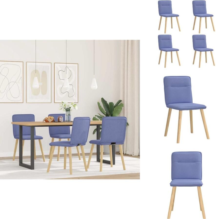 VidaXL Eetkamerstoel Eetkamerstoelen Dinerstoel Stoel Eetkamerstoelen 4 st stof jeansblauw - Foto 2