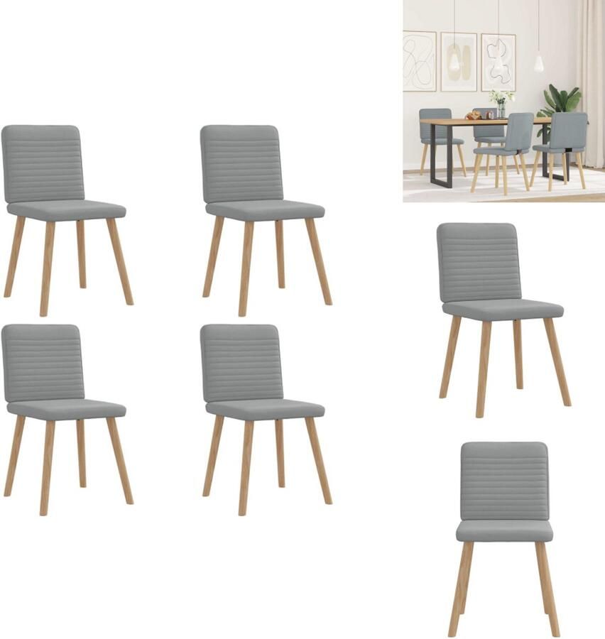 VidaXL Eetkamerstoel Eetkamerstoelen Dinerstoel Stoel Eetkamerstoelen 4 st stof lichtgrijs - Foto 3