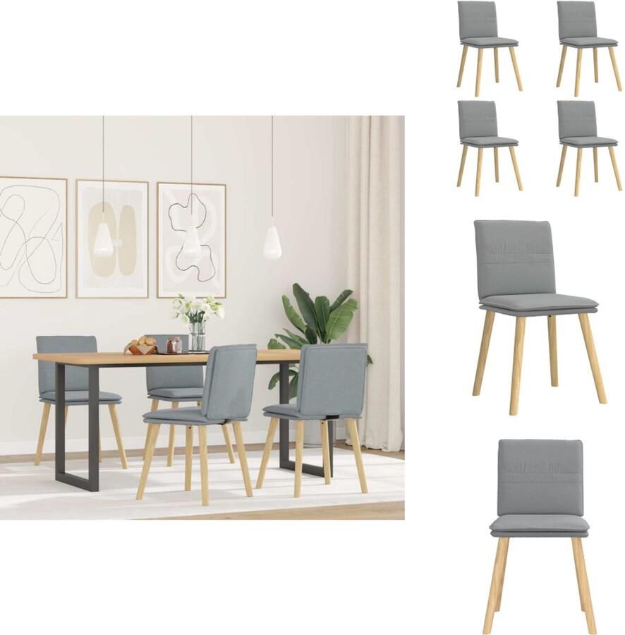 VidaXL Eetkamerstoel Eetkamerstoelen Dinerstoel Stoel Eetkamerstoelen 4 st stof lichtgrijs