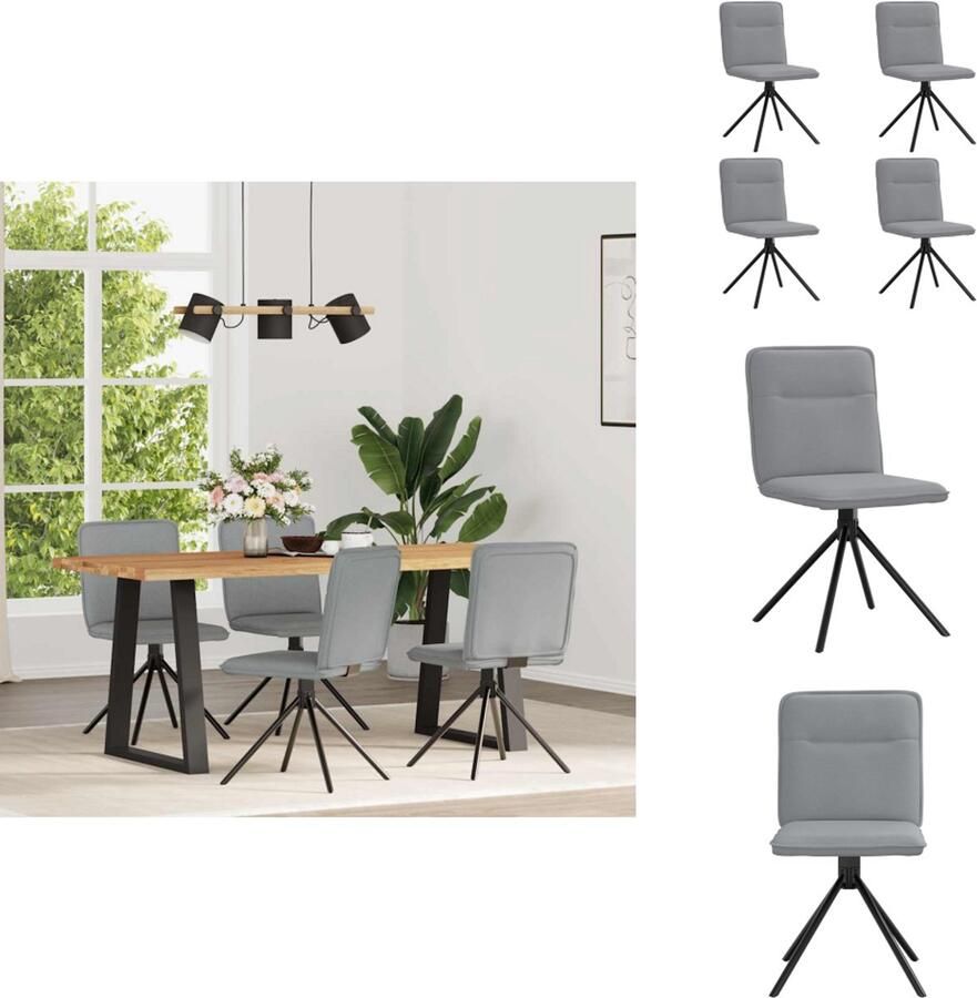 VidaXL Eetkamerstoel Eetkamerstoelen Dinerstoel Stoel Eetkamerstoelen 4 st stof lichtgrijs - Foto 2