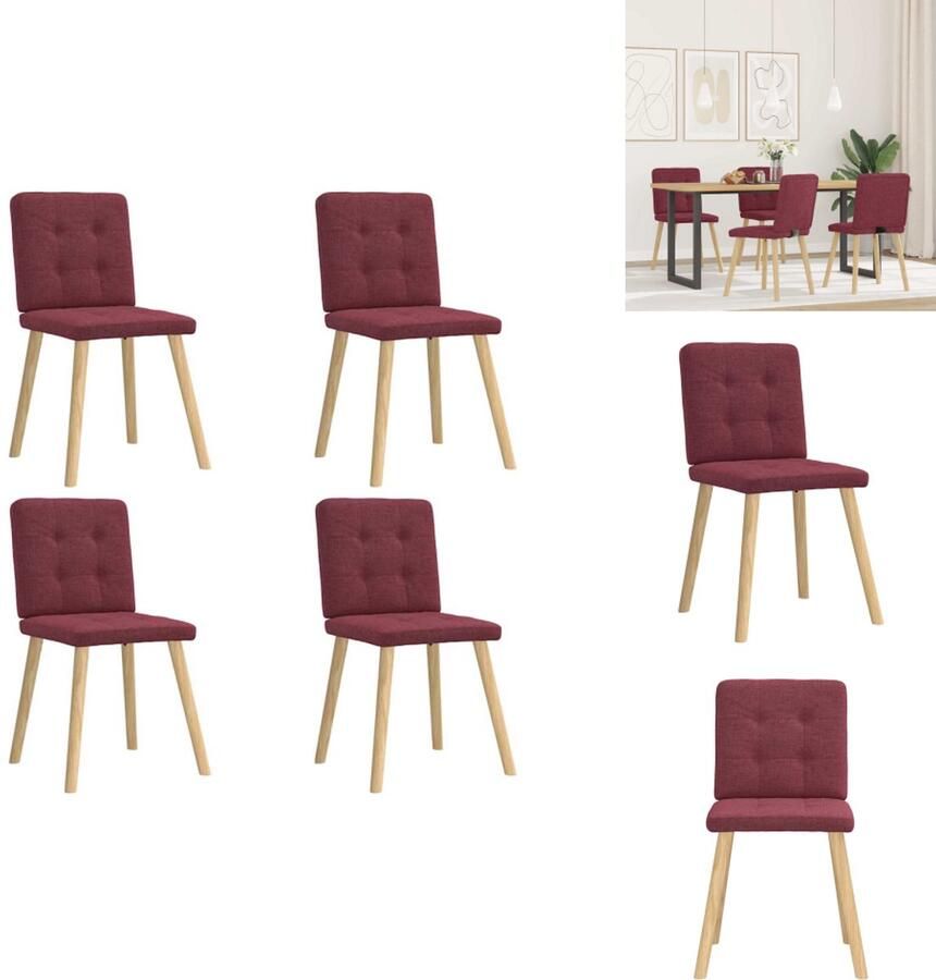 VidaXL Eetkamerstoel Eetkamerstoelen Dinerstoel Stoel Eetkamerstoelen 4 st stof wijnrood