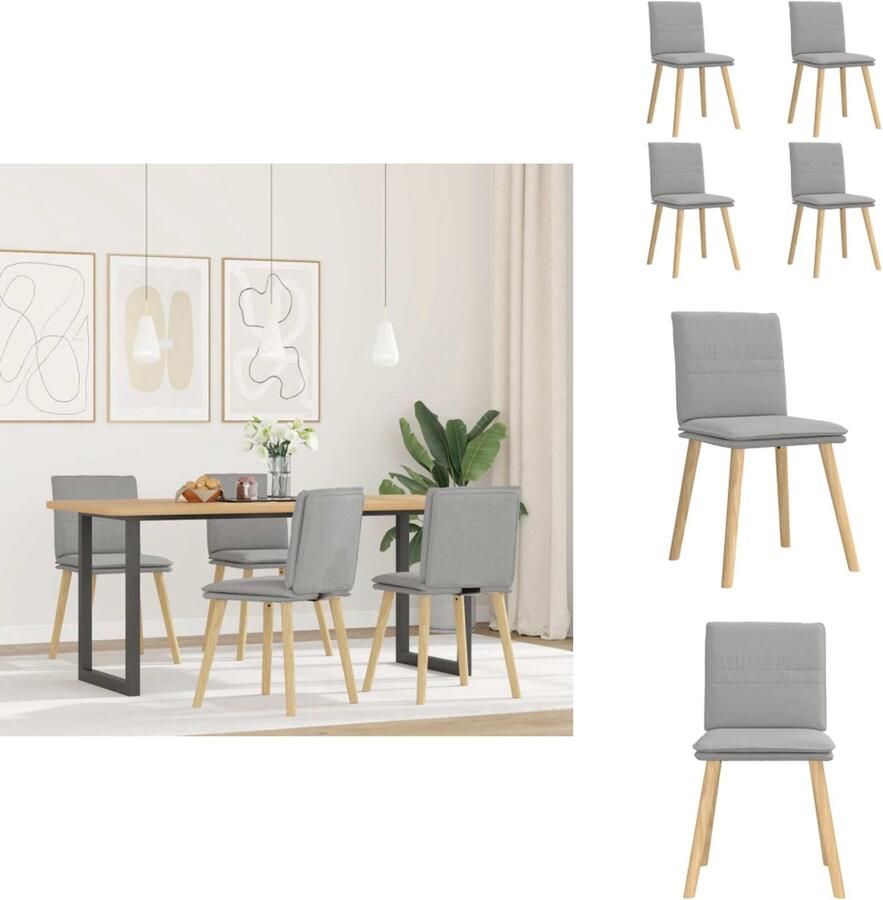VidaXL Eetkamerstoel Eetkamerstoelen Dinerstoel Stoel Eetkamerstoelen 4 st stof wolk grijs
