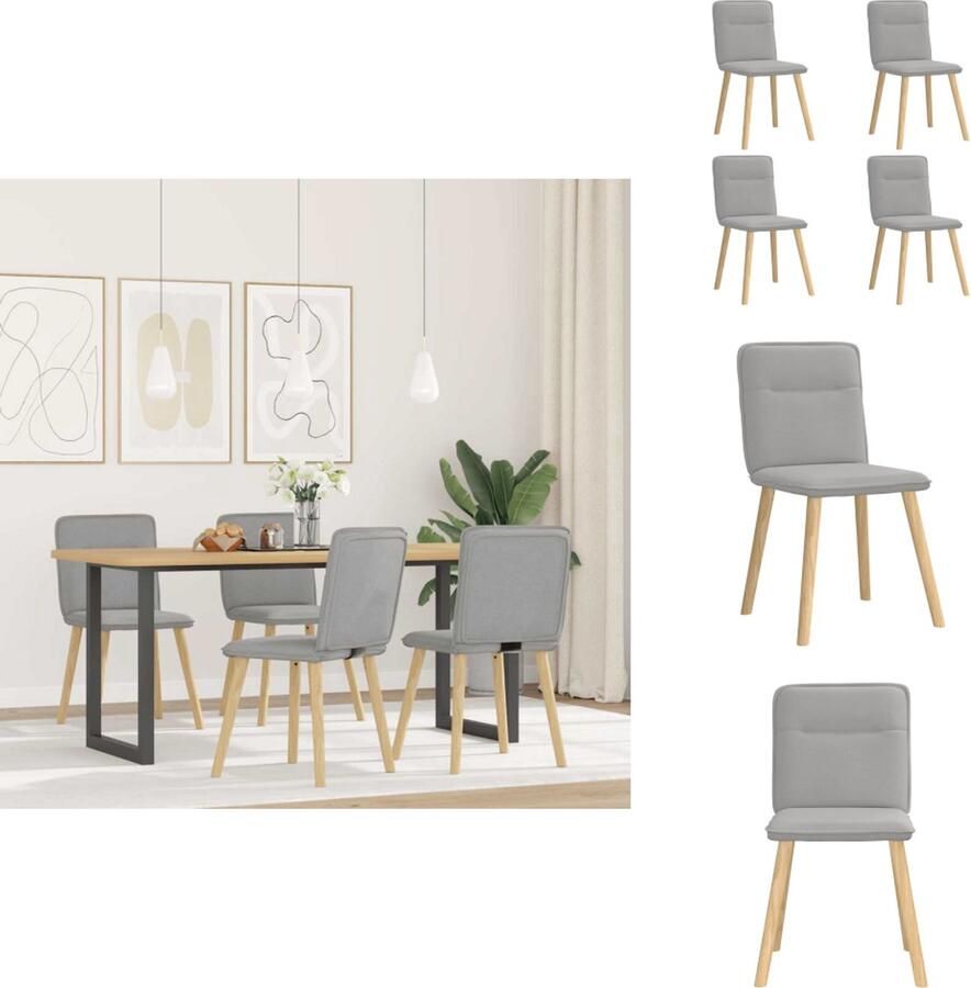 VidaXL Eetkamerstoel Eetkamerstoelen Dinerstoel Stoel Eetkamerstoelen 4 st stof wolk grijs