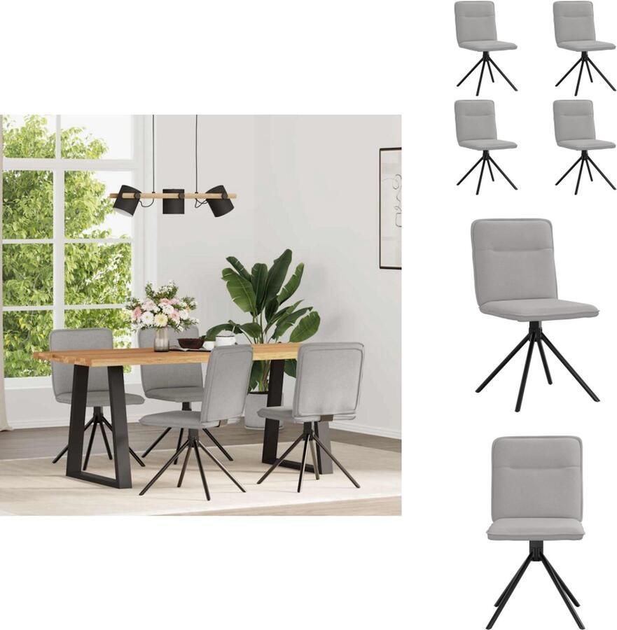 VidaXL Eetkamerstoel Eetkamerstoelen Dinerstoel Stoel Eetkamerstoelen 4 st stof wolk grijs