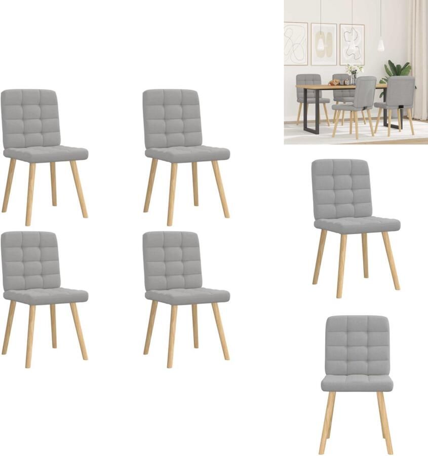 VidaXL Eetkamerstoel Eetkamerstoelen Dinerstoel Stoel Eetkamerstoelen 4 st stof wolk grijs
