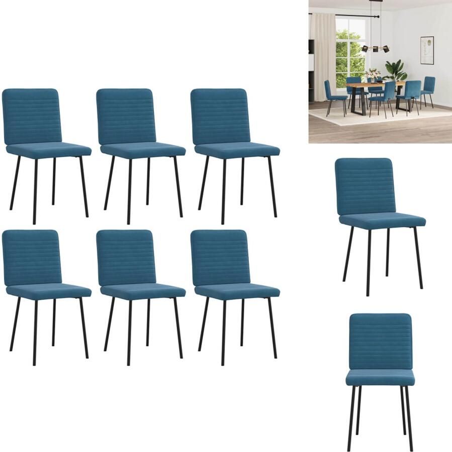 VidaXL Eetkamerstoel Eetkamerstoelen Dinerstoel Stoel Eetkamerstoelen 6 st fluweel blauw
