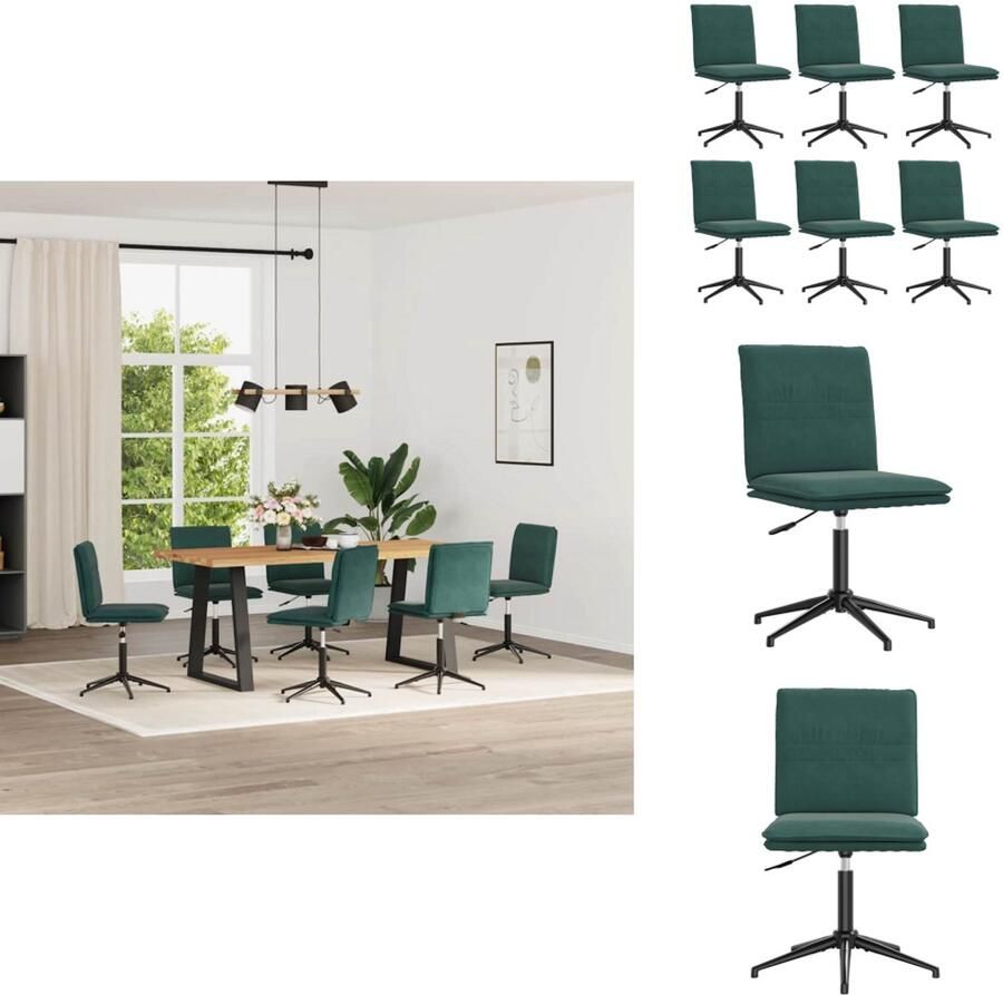 VidaXL Eetkamerstoel Eetkamerstoelen Dinerstoel Stoel Eetkamerstoelen 6 st fluweel donkergroen
