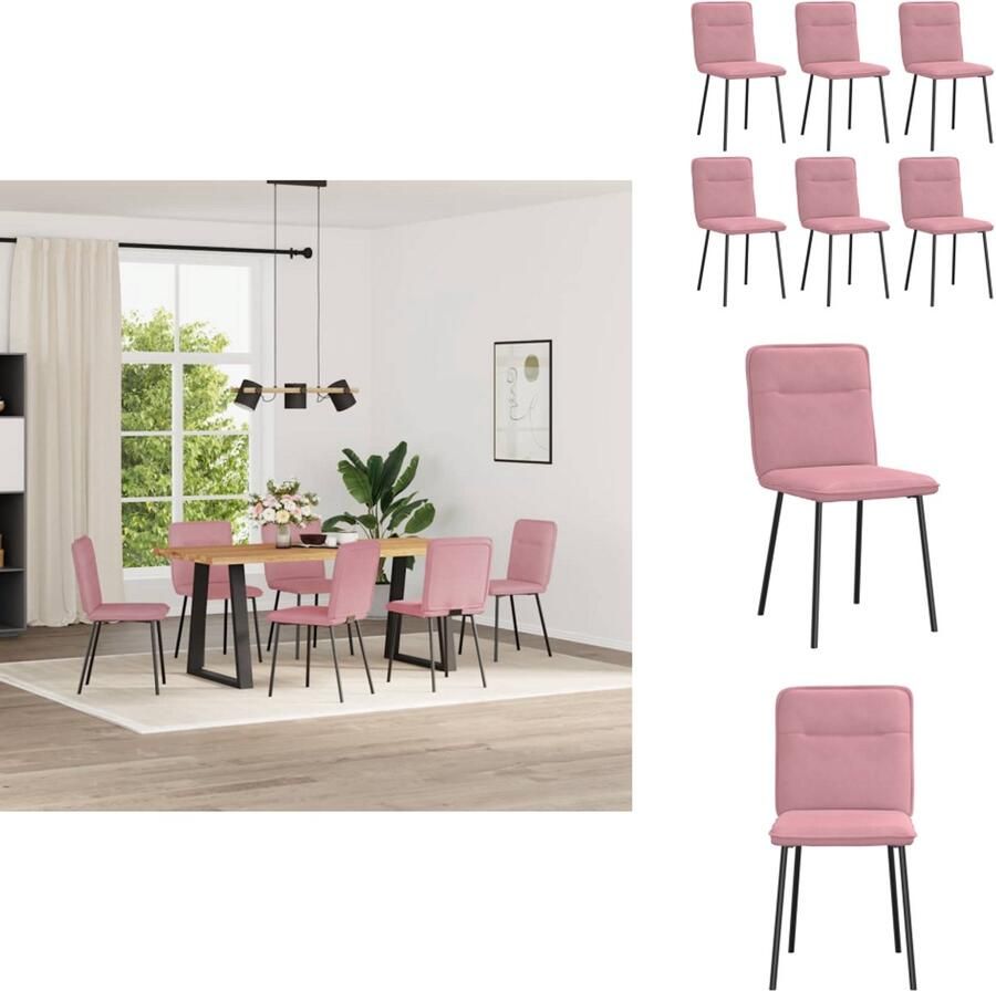 VidaXL Eetkamerstoel Eetkamerstoelen Dinerstoel Stoel Eetkamerstoelen 6 st fluweel roze