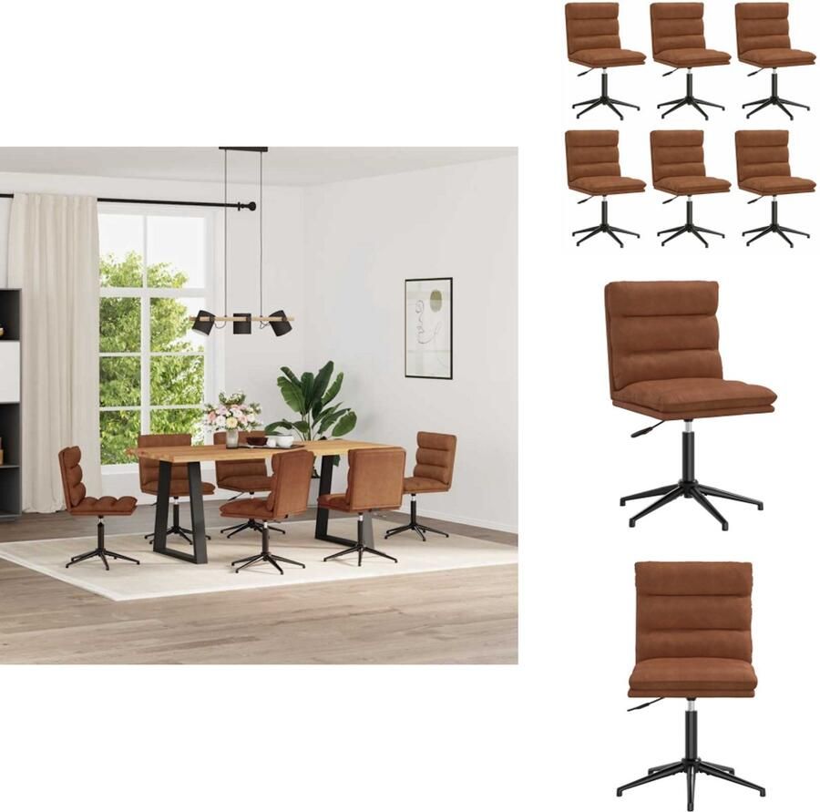 VidaXL Eetkamerstoel Eetkamerstoelen Dinerstoel Stoel Eetkamerstoelen 6 st kunstleer bruin