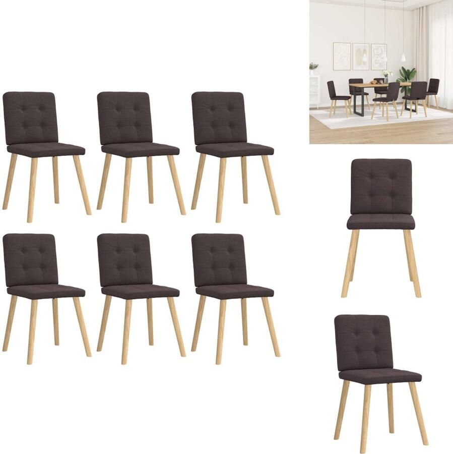 VidaXL Eetkamerstoel Eetkamerstoelen Dinerstoel Stoel Eetkamerstoelen 6 st stof donkerbruin - Foto 2