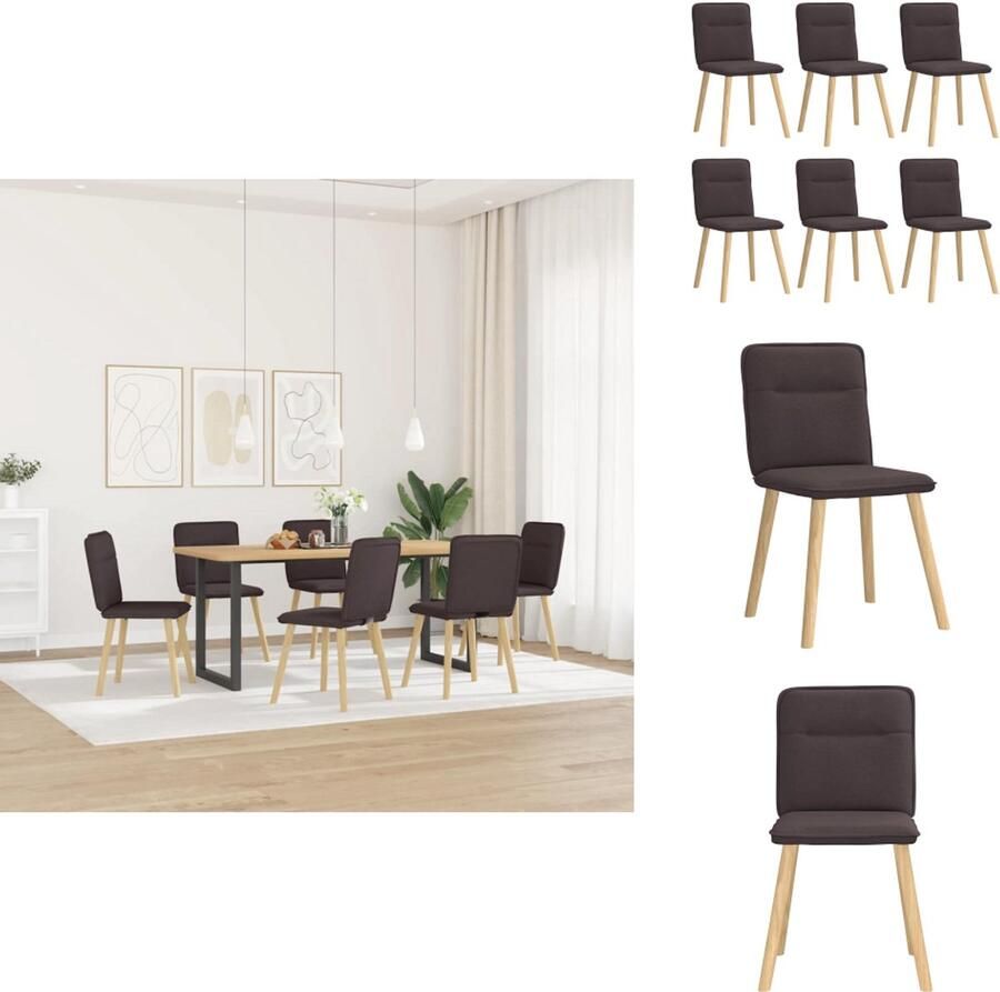 VidaXL Eetkamerstoel Eetkamerstoelen Dinerstoel Stoel Eetkamerstoelen 6 st stof donkerbruin