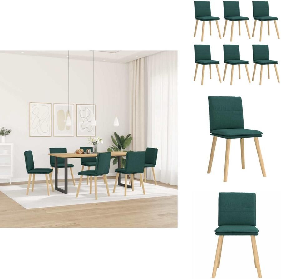 VidaXL Eetkamerstoel Eetkamerstoelen Dinerstoel Stoel Eetkamerstoelen 6 st stof donkergroen - Foto 2