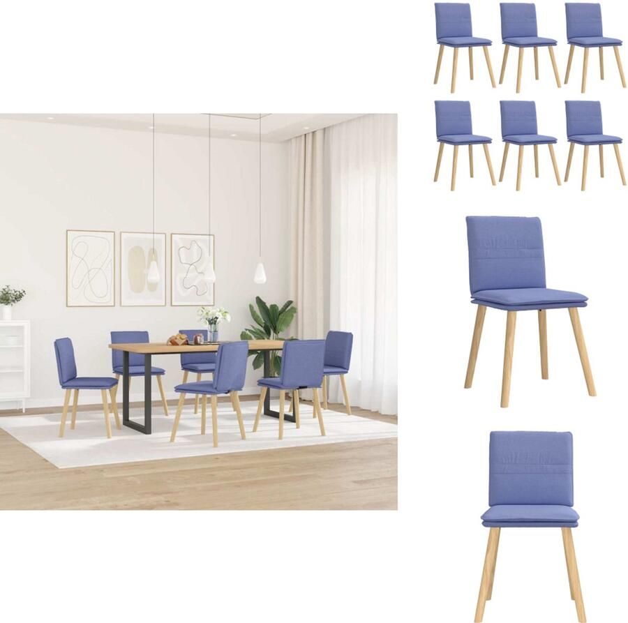 VidaXL Eetkamerstoel Eetkamerstoelen Dinerstoel Stoel Eetkamerstoelen 6 st stof jeansblauw - Foto 2