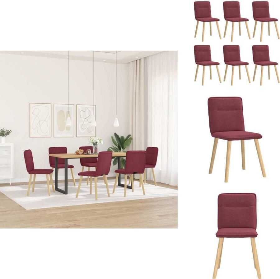 VidaXL Eetkamerstoel Eetkamerstoelen Dinerstoel Stoel Eetkamerstoelen 6 st stof wijnrood
