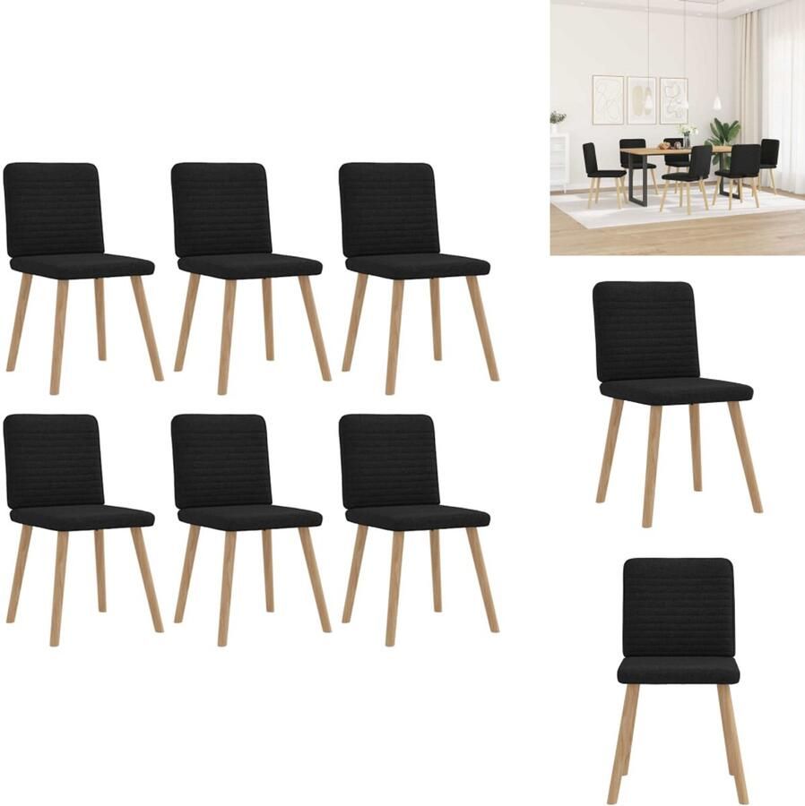 VidaXL Eetkamerstoel Eetkamerstoelen Dinerstoel Stoel Eetkamerstoelen 6 st stof zwart - Foto 2
