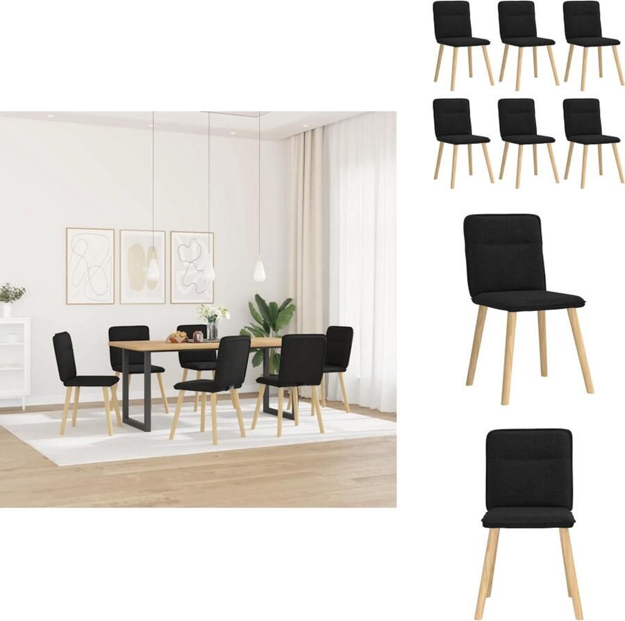 VidaXL Eetkamerstoel Eetkamerstoelen Dinerstoel Stoel Eetkamerstoelen 6 st stof zwart