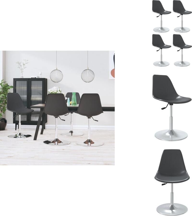 VidaXL Eetkamerstoel Eetkamerstoelen Draaistoel Draaibare Stoel Eetkamerstoelen draaibaar 4 st PP grijs