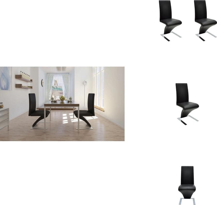 VidaXL Eetkamerstoel Eetkamerstoelen Eetkamer Stoel Eetkamer Stoelen Eetkamerstoelen 2 st kunstleer zwart