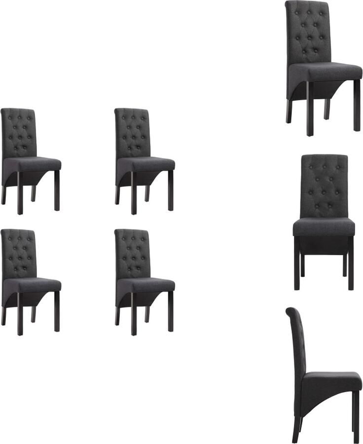 VidaXL Eetkamerstoel Eetkamerstoelen Eetkamer Stoel Eetkamer Stoelen Eetkamerstoelen 4 st stof donkergrijs