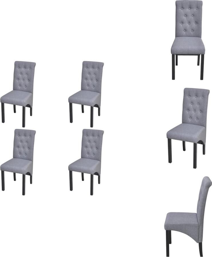 VidaXL Eetkamerstoel Eetkamerstoelen Eetkamer Stoel Eetkamer Stoelen Eetkamerstoelen 4 st stof lichtgrijs