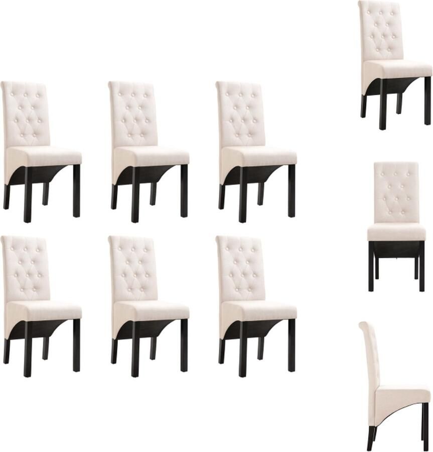 VidaXL Eetkamerstoel Eetkamerstoelen Eetkamer Stoel Eetkamer Stoelen Eetkamerstoelen 6 st stof crèmekleurig