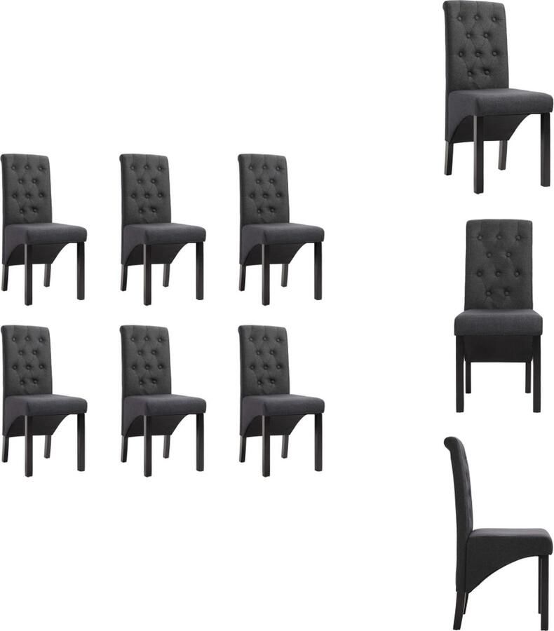VidaXL Eetkamerstoel Eetkamerstoelen Eetkamer Stoel Eetkamer Stoelen -Eetkamerstoelen-6-st-stof-donkergrijs