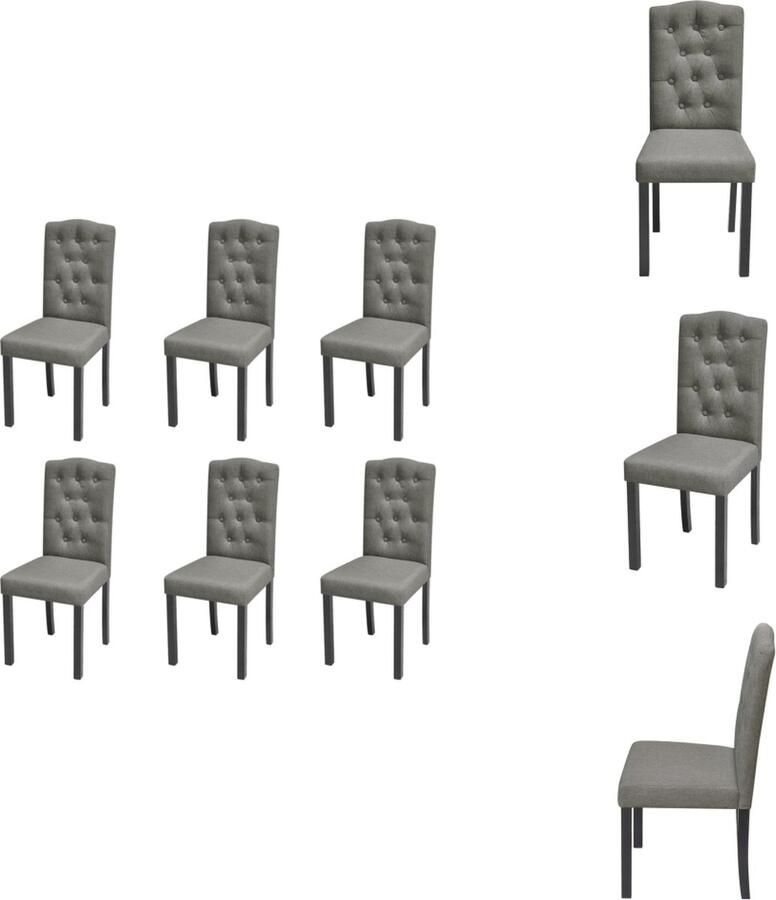 VidaXL Eetkamerstoel Eetkamerstoelen Eetkamer Stoel Eetkamer Stoelen Eetkamerstoelen 6 st stof grijs