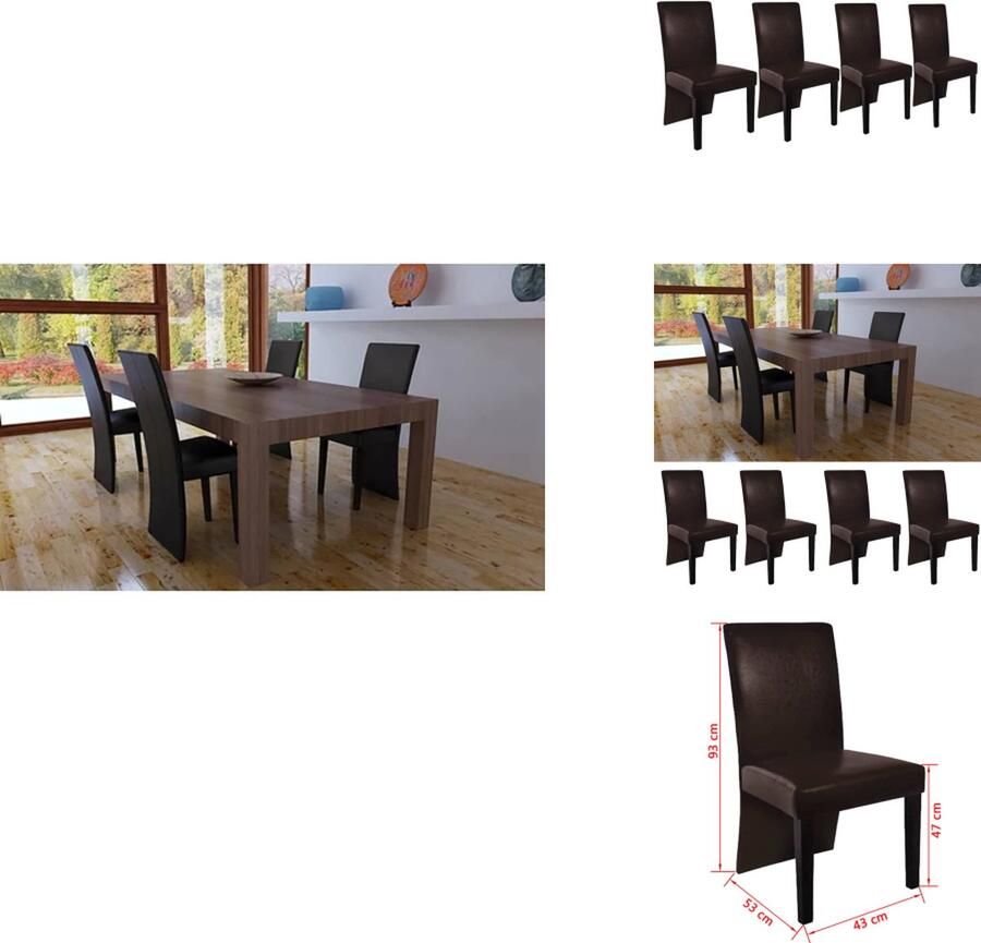 VidaXL Eetkamerstoel Eetkamerstoelen Eetkamerstoel Eetkamerstoelen 4 st kunstleer donkerbruin
