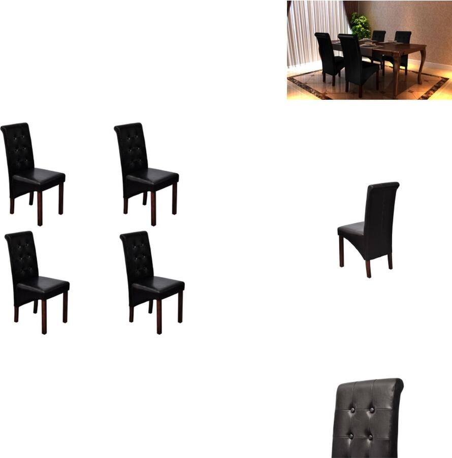 VidaXL Eetkamerstoelen Antiek Set van 4 43 x 52 x 95 cm Ergonomische zitting Massief houten poten Donkerbruin Eetkamerstoel