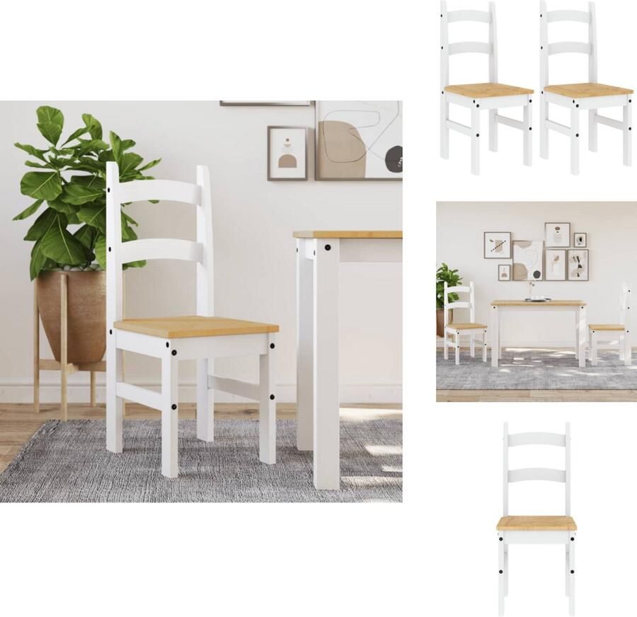 VidaXL Eetkamerstoel Eetkamerstoelen Eetkamerstoel Stoel Eetkamerstoelen 2 st 40x46x99 cm massief grenenhout wit