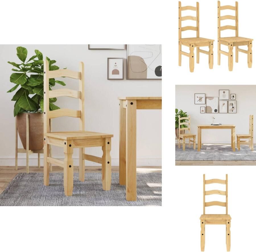 VidaXL Eetkamerstoel Eetkamerstoelen Eetkamerstoel Stoel Eetkamerstoelen 2 st Corona 42x47x107 cm grenenhout