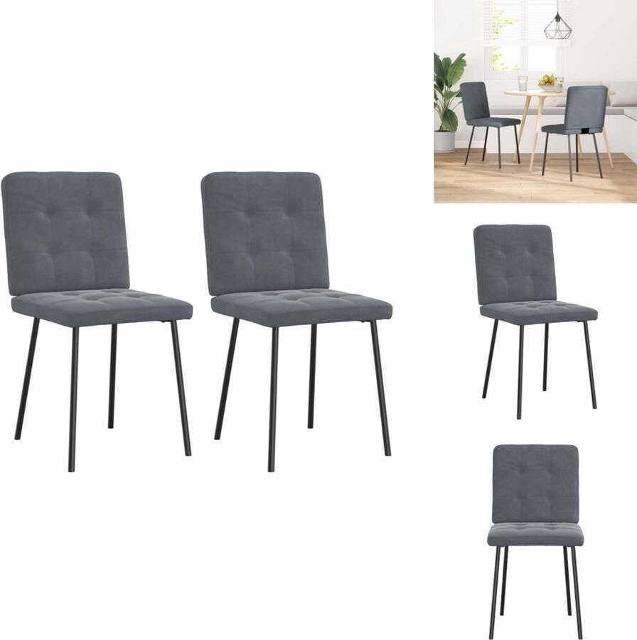 VidaXL Eetkamerstoel Eetkamerstoelen Eetkamerstoel Stoel Eetkamerstoelen 2 st fluweel donkergrijs