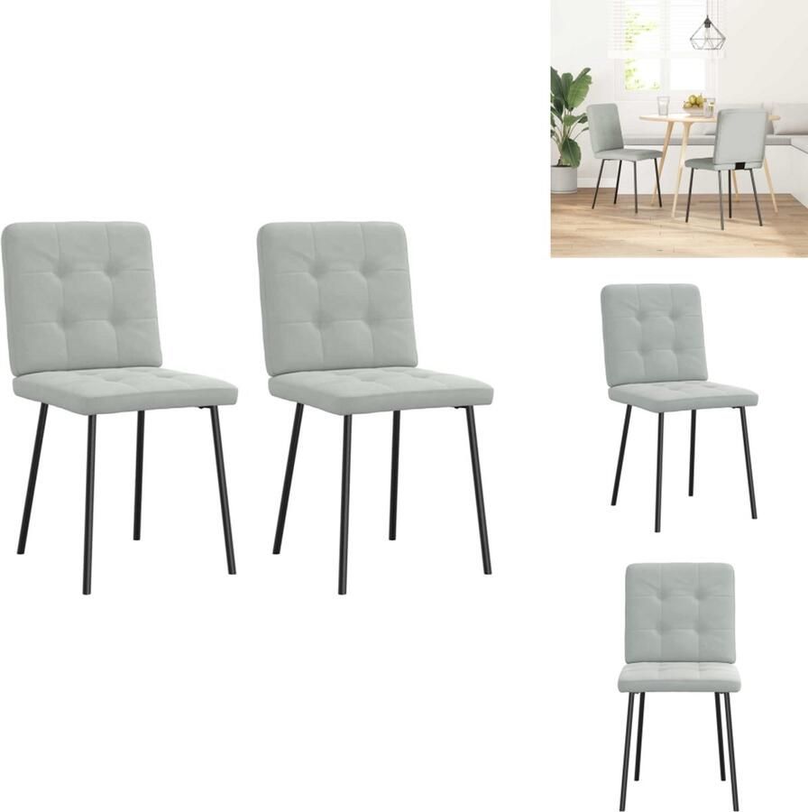 VidaXL Eetkamerstoel Eetkamerstoelen Eetkamerstoel Stoel Eetkamerstoelen 2 st fluweel lichtgrijs