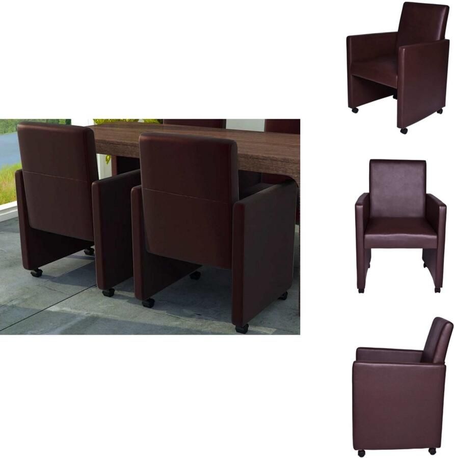 VidaXL Eetkamerstoel Eetkamerstoelen -eetkamerstoel Stoel Eetkamerstoelen 2 st kunstleer bruin